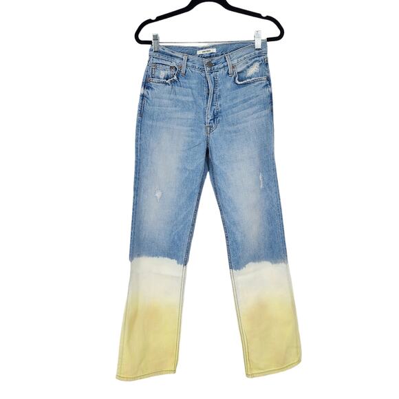 GRLFRND Button Fly Flare Leg High Rise Emily Jeans In Yellow Horizon Size 23 - Picture 2 of 6